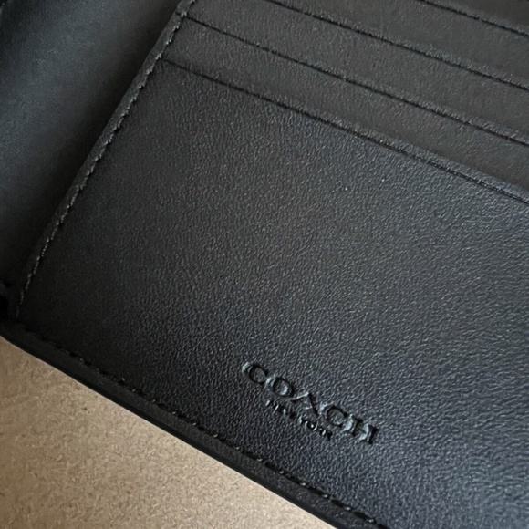 NEW Coach 3 in 1 Men Wallet Signature Canvas Varsity Stripe CW385 Denim/Charcoal - Picture 5 of 7